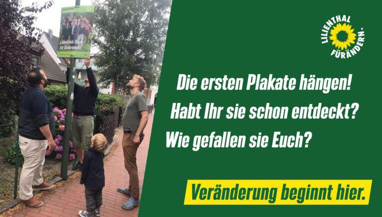 Grüne Plakate für Lilienthal
