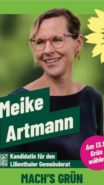 Heute stellt sich unsere Kandidatin Meike Artmann bei euch vor 🌻 Meike kandidiert auf Listenplatz 1 und ist bereits seit 10 Jahren im Lilienthaler Gemeinderat tätig. Ihre Themenschwerpunkte sind Bildung, Natur- und Klimaschutz sowie Digitalisierung.
Ihr möchtet mehr über Meike erfahren? Dann hört gerne mal rein 🤗
MACH‘S GRÜN 💛💚
Am 13.09.2026 GRÜN wählen 🌻