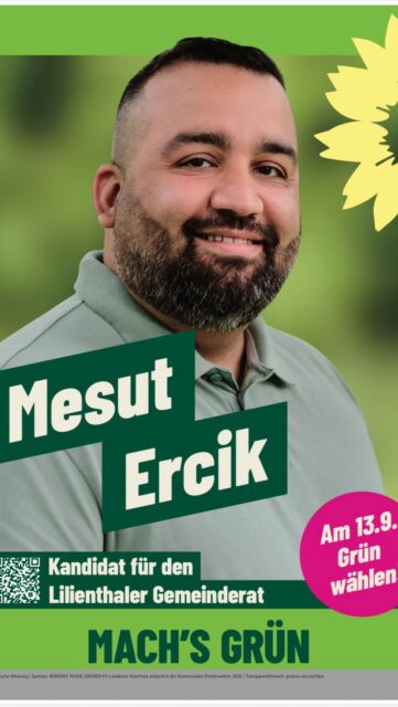 Listenplatz 4: Mesut Ercik! 🌻

Mesut ist in seiner politischen Arbeit sehr erfahren, neben seinem bestehenden Mandat im Gemeinderat ist er auch Landes- und Bundespolitisch bestens vernetzt und vertritt uns u.a. auf den Delegiertenkonferenzen („Parteitage“). Zudem ist er vielfaltspolitischer Sprecher der Grünen in Niedersachsen.

Aber die wichtigste Eigenschaft von Mesut: mit ihm macht die Zusammenarbeit immer Spaß und er ist stets mit Engagement und Freude dabei ☺️

Wenn ihr Mesut noch nicht kennt: heute stellt er sich euch kurz vor! Habt ihr Fragen? Dann rein in die Kommentare! 

🌻 MACH‘S GRÜN
Am 13.09.2026 GRÜN wählen 💚💛