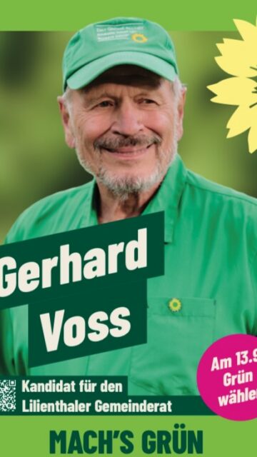 Heute stellt sich unsere Kandidat Gerhard Voss bei euch vor 🌻 Gerd kandidiert auf Listenplatz 8 und ist bereits seit 13 Jahren bei den Grünen aktiv.
Seine Themenschwerpunkte sind Klimaschutz und Energiewende vor Ort, dabei ist ihm wichtig das das alles mit Bürgerbeteiligung passiert.
Ihr möchtet mehr über Gerd erfahren? Dann hört gerne mal rein oder schaut auf unserer Webseite gruene-lilienthal.de vorbei 🤗

MACH‘S GRÜN 💛💚
Am 13.09.2026 GRÜN wählen 🌻